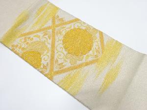 綴れ　霞に桐・菊・唐草模様織り出し袋帯